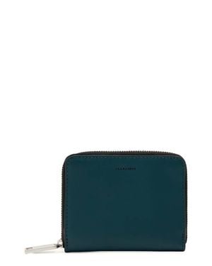 AllSaints Lena Hex Leather Zip Wallet - Green