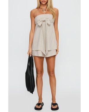 strapless open back dress Motley Mini Dress | Brown Check | Womens main image 1