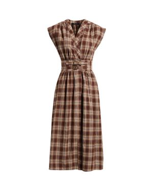 DELUC Elton Plaid Cotton Midi Dress - Brown