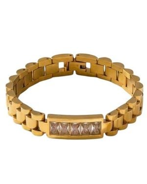 Akalia Maxine Waterproof Link Chain Crystal Bracelet - Brown
