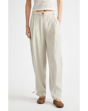 Toccin Elowen Wide Leg Linen Blend Pants - Natural
