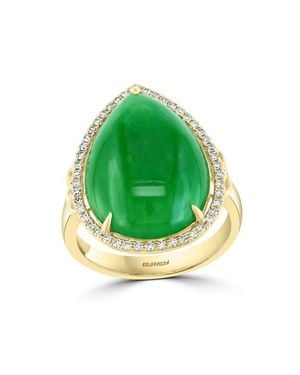Effy 14K Large Pear Jade & Diamond Ring - Green