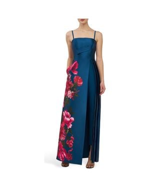 Kay Unger Floral Maxi Jumpsuit - Blue