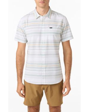 O'neill Sportswear Trvlr Upf Traverse Stripe Short Sleeve Performance Button-Up Shirt - White