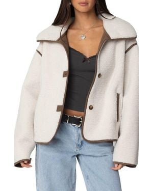 Edikted Frost Oversize Faux Shearling Jacket - White
