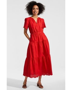 Lands' End Tiered Cotton Poplin Eyelet Maxi Dress
