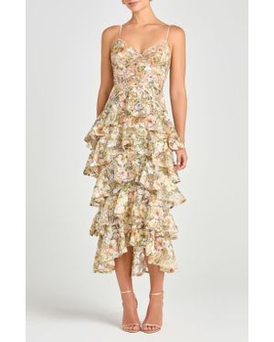 Nadine Merabi Helena Floral Dress in Metallic | Lyst