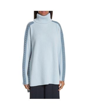Stella McCartney Stud Detail Turtleneck Sweater - Blue