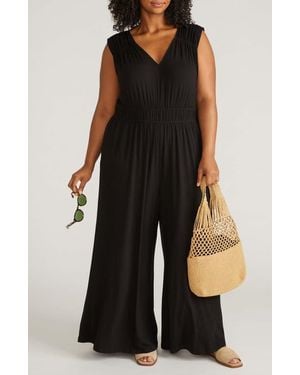 UNIVERSAL STANDARD The Zoey Liquid Jersey Wide Leg Jumpsuit - Black