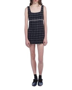 Anna Sui Windowpane Tweed Mini Dress - Black