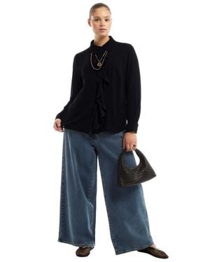 June + Vie Ruffled Georgette Blouse - Blue