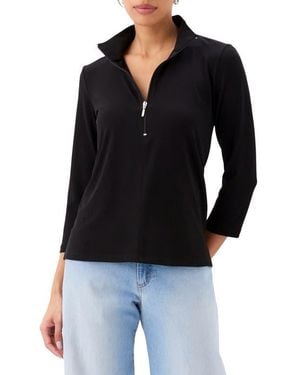 Karen Kane Quarter Zip Travel Jersey Pullover - Black