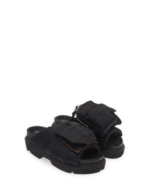 Sacai Pocket Mismatched Slide Sandals - Black