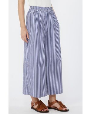 Weekend by Maxmara Ottone Stripe Cotton Wide Leg Crop Pants - Blue