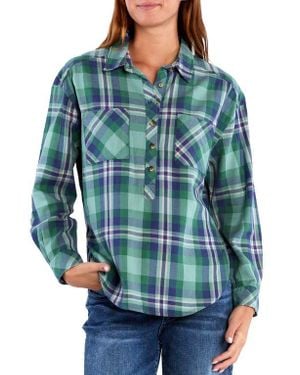 Billy T Popover Plaid Button-Up Shirt - Blue