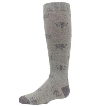 Memoi Busy Bee Glitter Knee High Socks - Gray