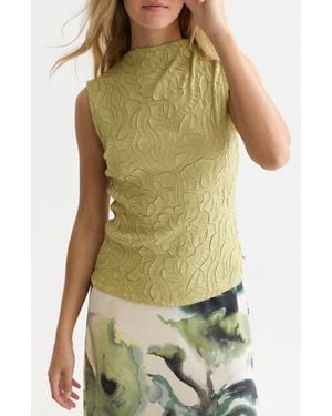 Scotch & Soda Floral Jacquard Sleeveless Funnel Neck Top - Green