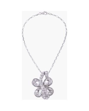Modenaire Butterfly Crystal Drop Pendant Necklace - Metallic