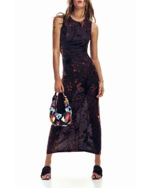 Desigual Floral Burnout Sleeveless Dress - Blue