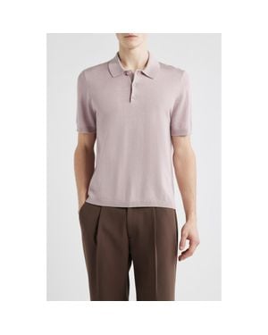 Open Edit Solid Cotton Blend Polo Sweater - Purple