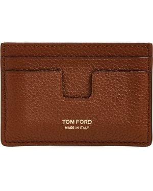 Tom Ford T-Line Soft Grain Leather Card Holder - Brown