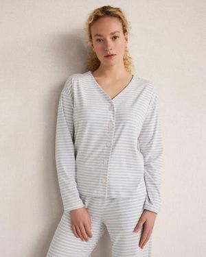 Haven Well Within Organic Cotton Jersey Striped Cardigan - Gray
