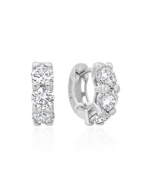 Crislu Brilliant Cubic Zirconia Huggie Hoop Earrings - White