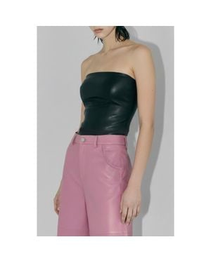 AS by DF Cinematique Stretch Leather Bustier - Black
