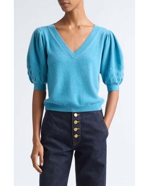 Ulla Johnson Reina Puff Sleec Cashmere Sweater - Blue