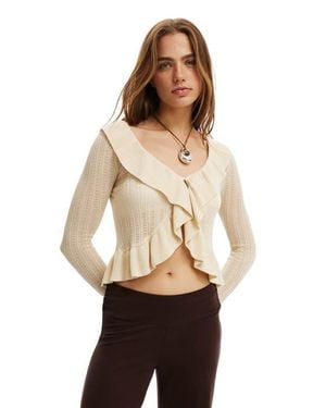 Cotton On Ruffle Knit Cardi - Natural