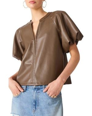 Steve Madden Cecila Faux Leather Top - Brown