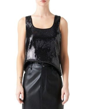 Grey Lab Sequin Sleeevless Top - Black