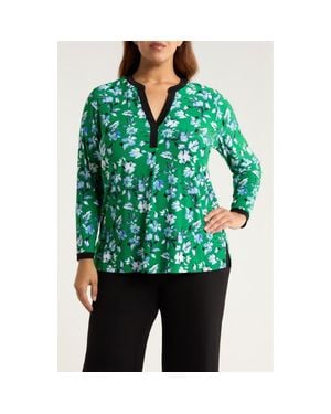 Anne Klein Split Neck Tunic - Green