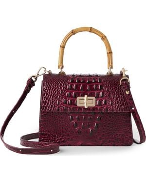 Brahmin Small Mod Hallie Croc Embossed Leather Top Handle Bag - Purple