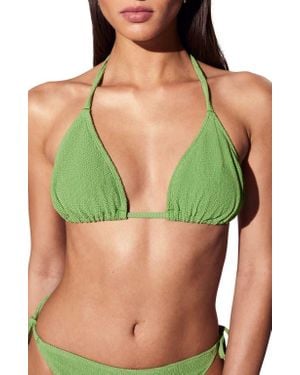 & Other Stories Textured Triangle Bikini Top - Green