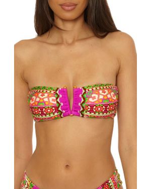 BCA by Rebecca Virtue Moroccan Tile V-Wire Bandeau Bikini Top - Black