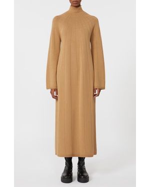 MM by Max Mara Cile Long Sleeve Wool Dress - Natural