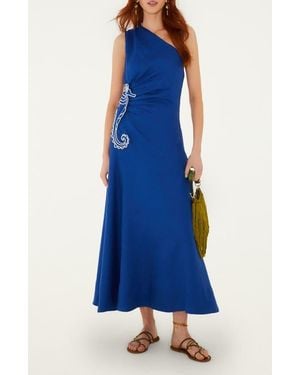 knee length dresses for ladies A-Line Linen Dress Chiloe in Natural Melange