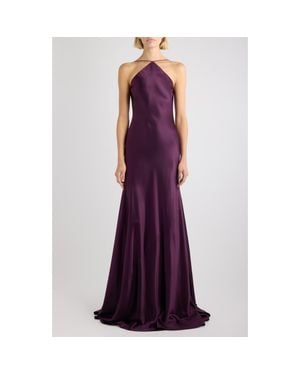 Alaïa Curved Silk Satin Gown - Purple