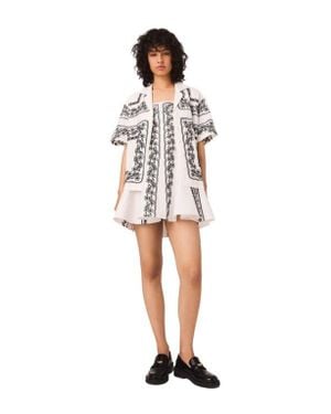Maje Short-Sleeved Embroidered Shirt - White