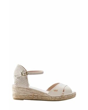 VISCATA Salina Canvas Espadrille Sandal Wedges - White