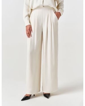 Ghost Andie Pleated Wide Leg Satin Trouser - White