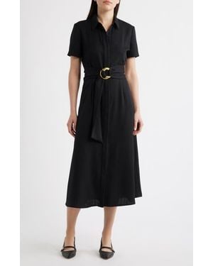 Julia Jordan Belted Midi Shirtdress - Black