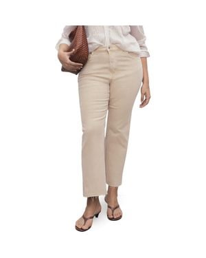 Mango Sienna Raw Hem Crop Flare Jeans - Natural