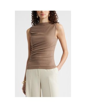 Nordstrom Ruched Sleeveless Top - Brown