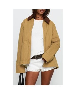 Princess Polly Chesterbrook Cotton Canvas Jacket - Natural