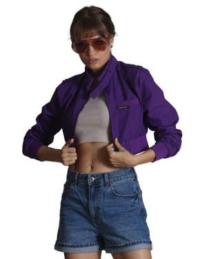 Members Only Mini Cropped Racer Jacket - Blue