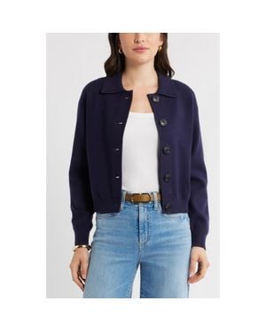 Caslon Milano Knit Bomber Cardigan - Blue