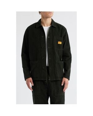 Service Works Organic Cotton Corduroy Button-Up Chore Coat - Black