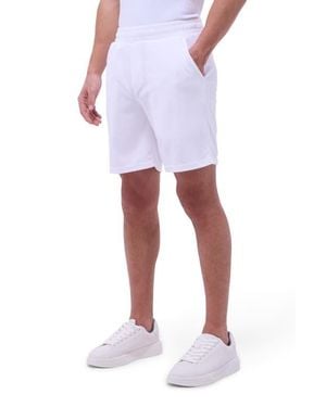 Bugatchi Cotton Blend French Terry Drawstring Shorts - White